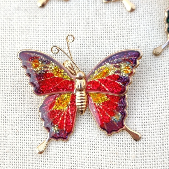🦋Vintage art deco glitter butterfly brooch lot - Picture 2 of 8